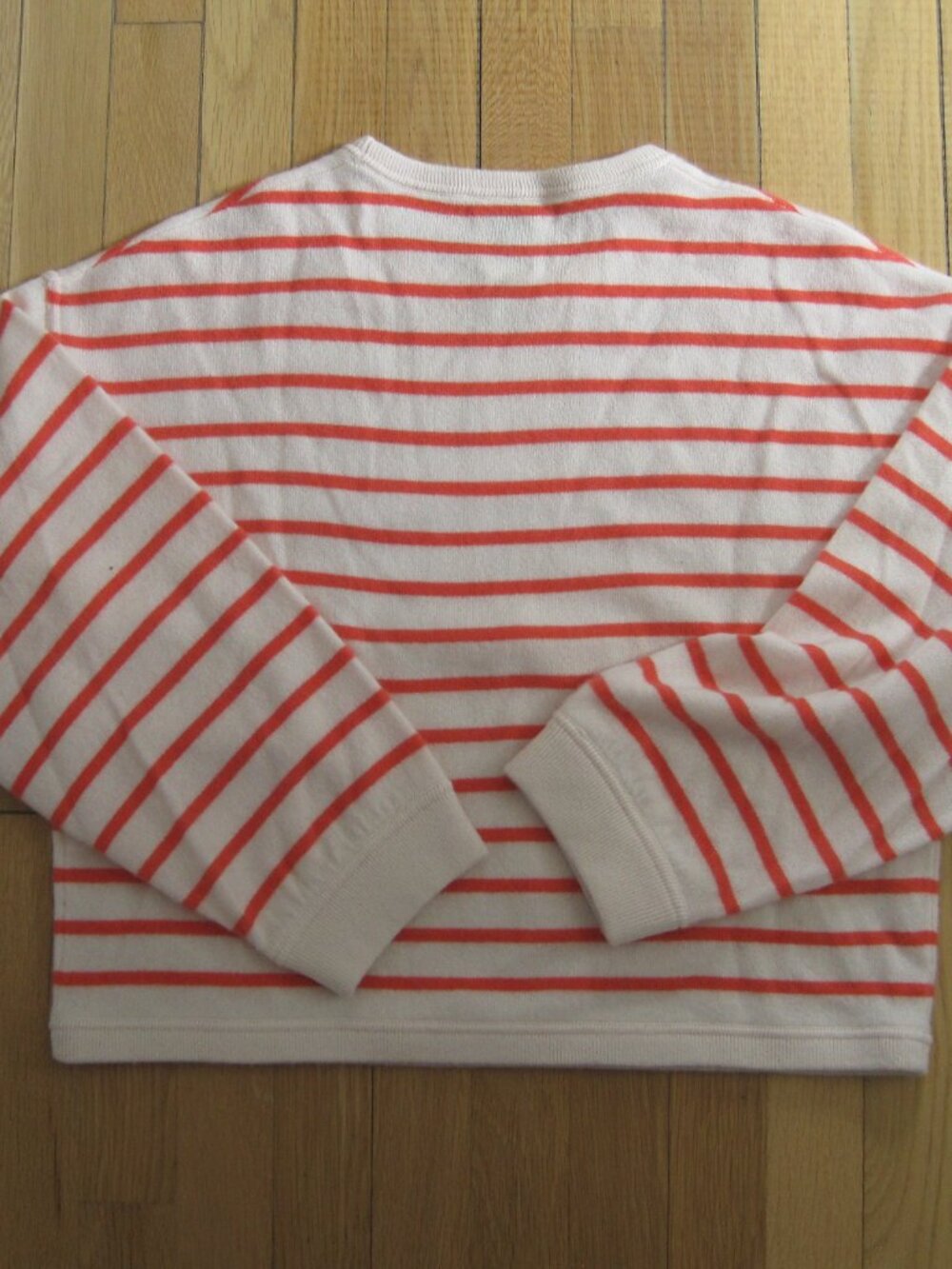 Joie Coral Pink Striped Pullover Sweater Size M 100% Cashmere Crew Neck Boxy - Picture 5 of 12